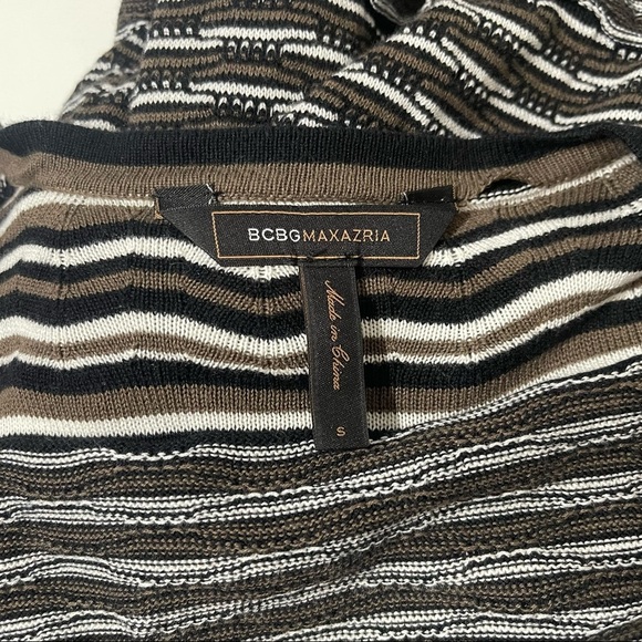BCBGMaxAzria Black & White Striped Wrap Belted Cardigan Small Women’s - Picture 9 of 10